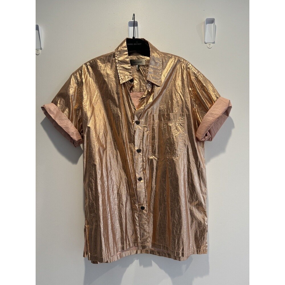 Isabel Marant Runway Collection Shiny Foiled Cotton Rose Gold Shirt Size S (men)